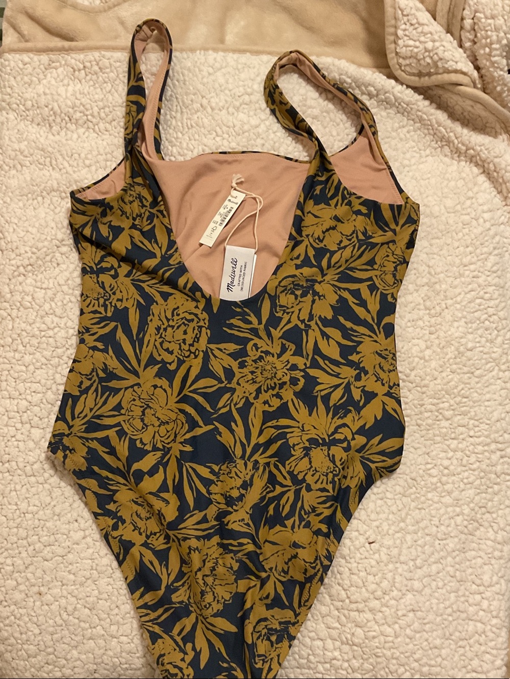 NWT Madewell Scoop-Neck One-Piece Swimsuit in Floral Medium - Picture 5 of 5